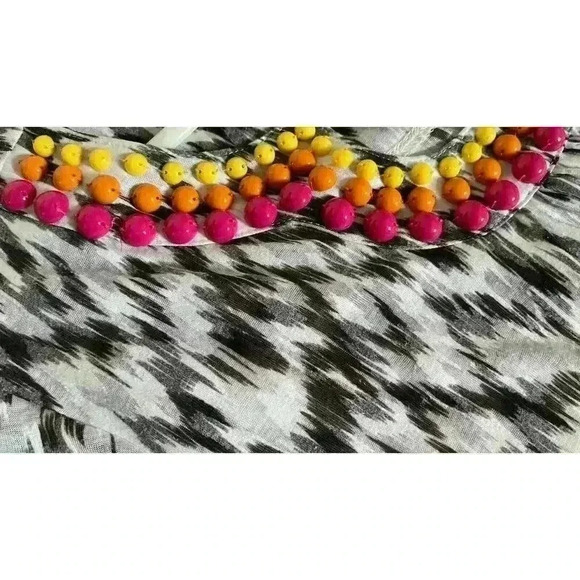 Ruby Rd Top Womens White Short Sleeve PL Multicolor Beaded Embellishment - Picture 4 of 4